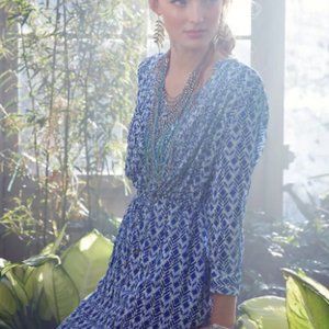 Anthropologie Maeve Galen Dress Blue Print Small